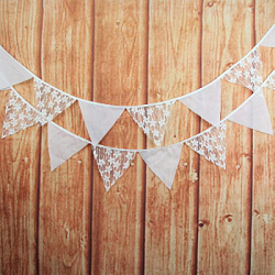 Гирлянда-вымпел ( 3 м ) кружево+хлопок, №2, белый