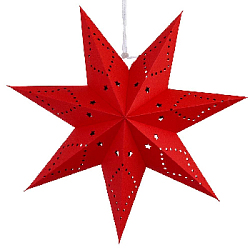 Звезда семиконечная бумажная 35 см, Звезды и точки, красный